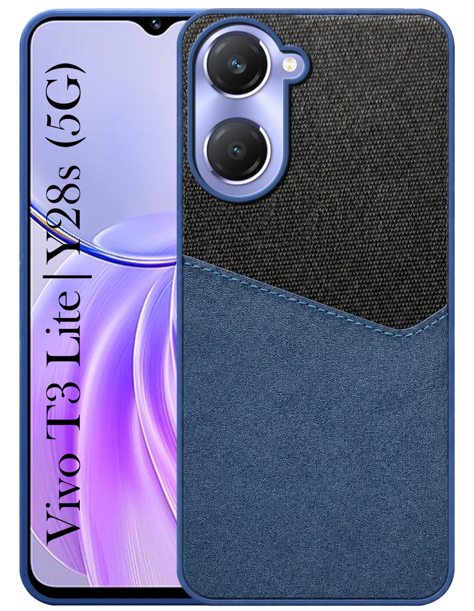For Vivo T3 Lite 5G | Vivo Y28s 5G Back Cover Case (Dual PU Leather Stitch | Professional Minimalist | Soft and Flexible)