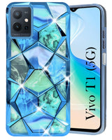 For Vivo T1 5G Back Cover Case ( Dual Design Glitter Sparkle and Detachable Diamond Print Case | Soft and Flexible)