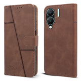 For VIVO Y28 5G Flip Cover Case (Stitched Leather with Magnetic Closure)