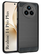 For Realme 14 Pro Plus 5G Back Cover Case ( Hybrid Armor Case | Carbon Fiber Shockproof | Soft and Flexible | Black )