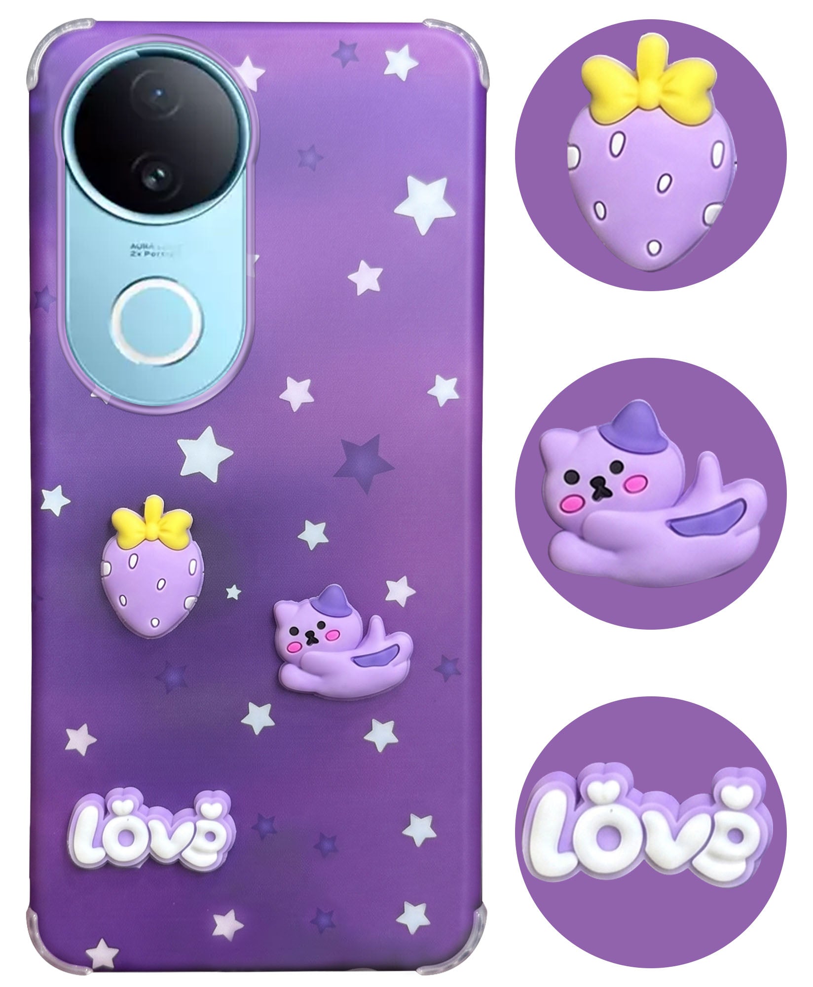 For Vivo iQOO Z10R Back Cover Case (3D Cute Cartoons | Hard Back Side Soft | Matte Premium Finish | HD Printing)