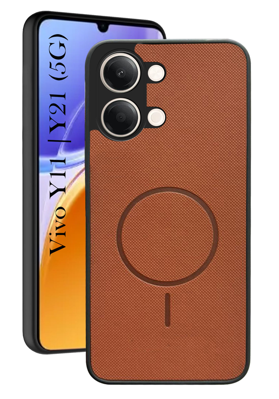For Vivo Y11 | Vivo Y21 5G Back Cover Case PU Leather (Texture Grip Design | Professional Minimalist | Camera Protection | Soft and Flexible)