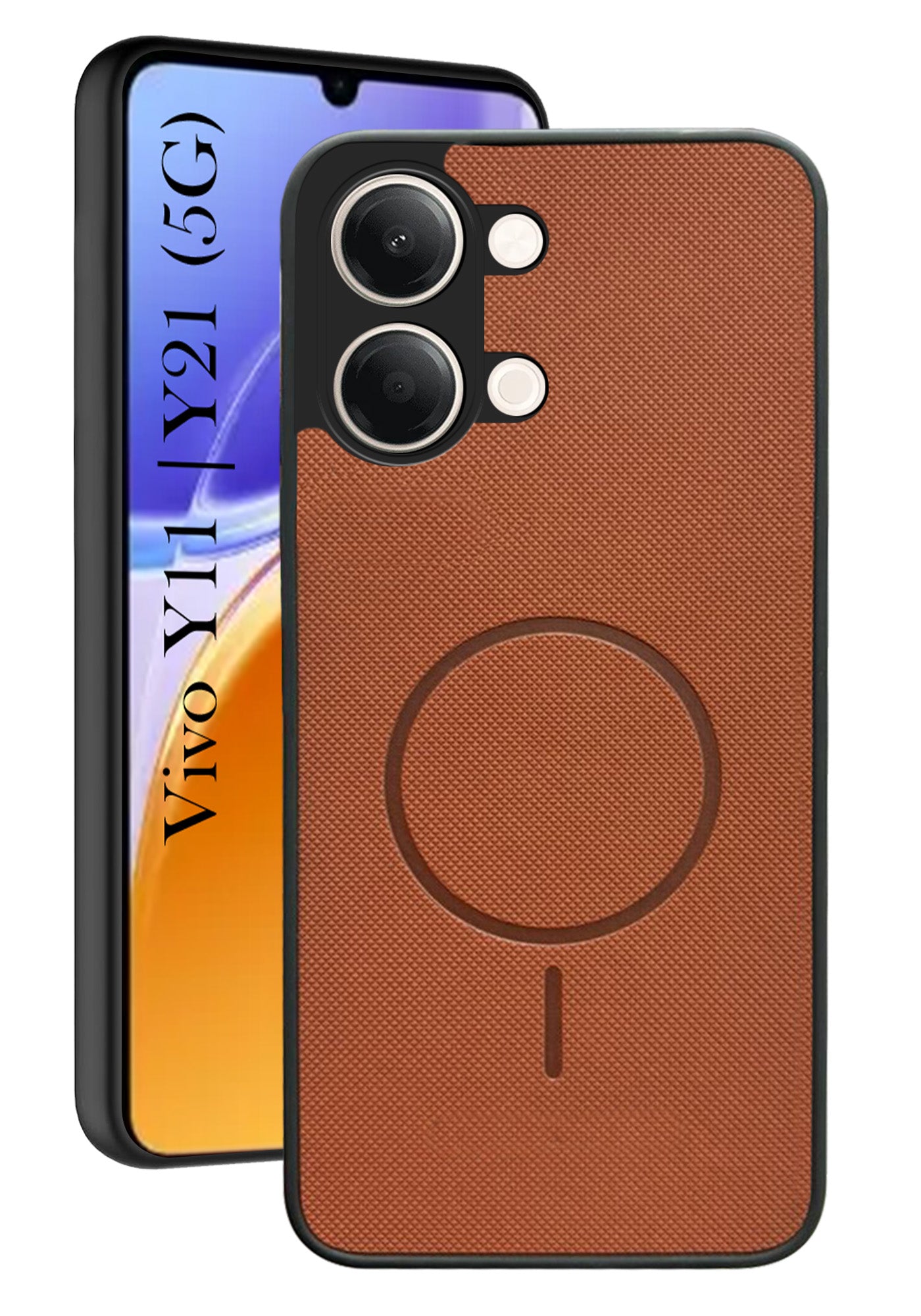For Vivo Y11 | Vivo Y21 5G Back Cover Case PU Leather (Texture Grip Design | Professional Minimalist | Camera Protection | Soft and Flexible)