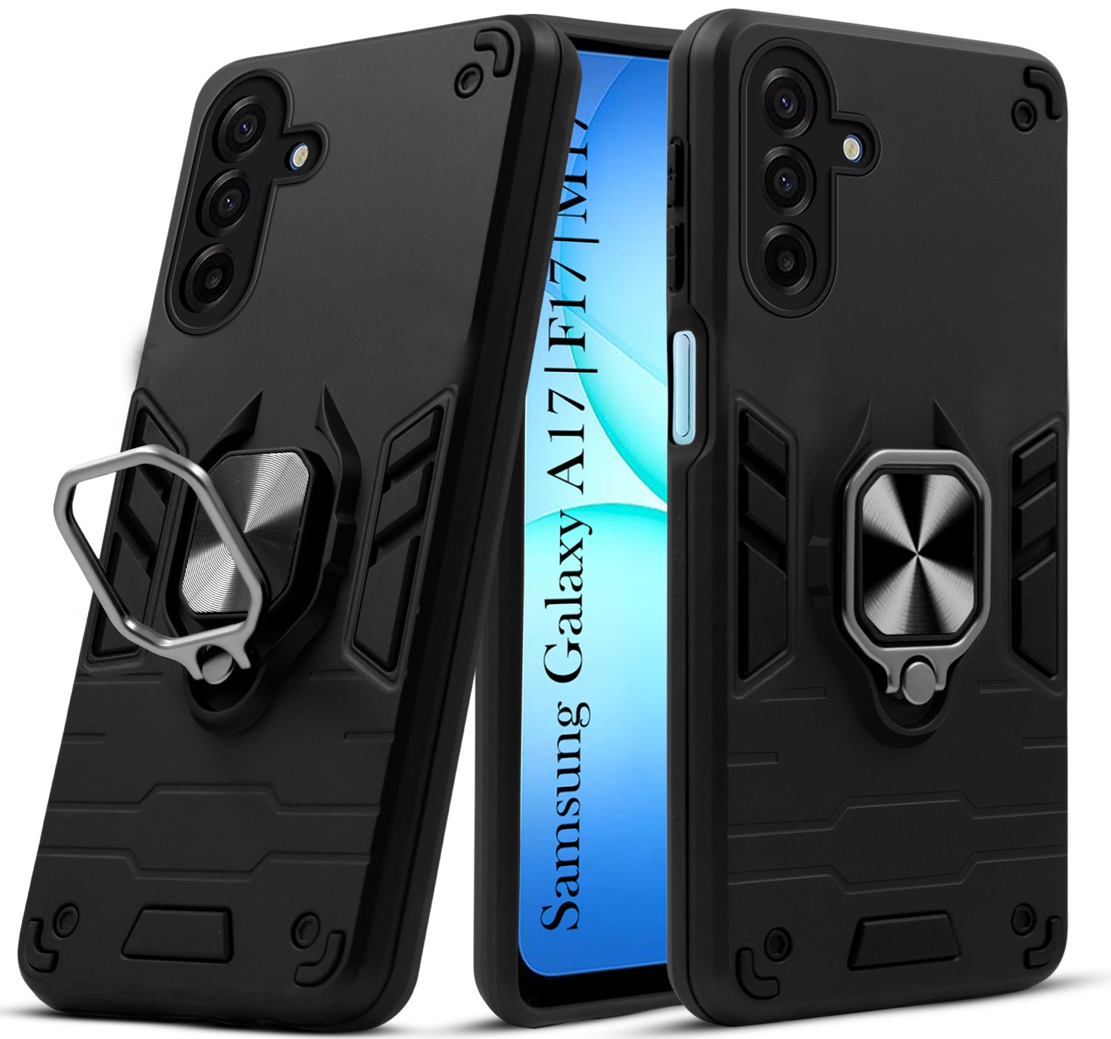 For Samsung Galaxy A17 | Samsung F17 | Samsung M17 5G  Back Cover Case (Shockproof Dual Layer Polycarbonate |Ring Holder Kickstand)