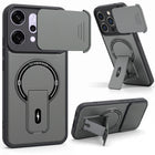 For Oppo Reno14 Pro 5G | Oppo Reno 14 Pro 5G Back Case Cover Metallic (Hybrid Armor Kickstand | Sliding Shutter Camera Protection | MagSafe Compatible)