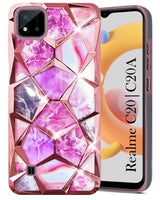 For Realme C20 | Realme C20A Back Cover Case (Dual Design Glitter Sparkle and Detachable Diamond Print Case | Soft and Flexible)