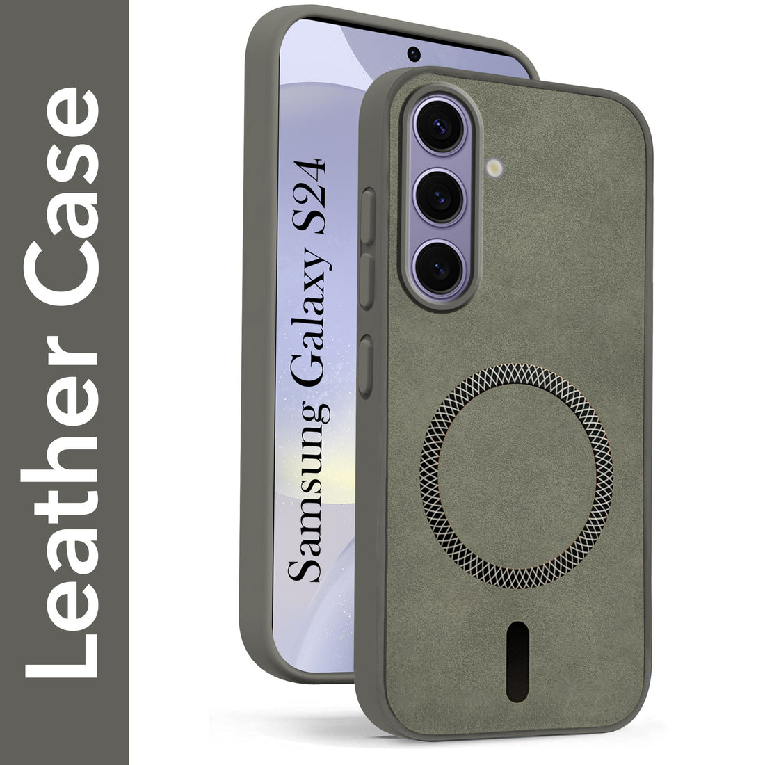 For Samsung Galaxy S24 Back Cover Case (Sleek Leather Finish | MagSafe Compatible Wireless Charging | Camera Bump Protection)