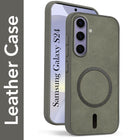 For Samsung Galaxy S24 Back Cover Case (Sleek Leather Finish | MagSafe Compatible Wireless Charging | Camera Bump Protection)