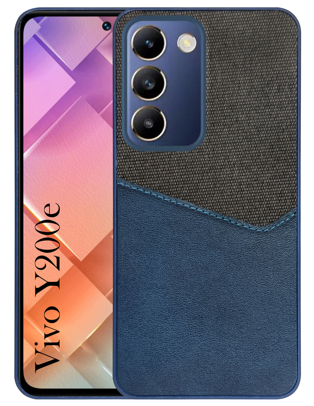 For Vivo Y200e Back Cover Case (Dual PU Leather Stitch | Professional Minimalist | Soft and Flexible)