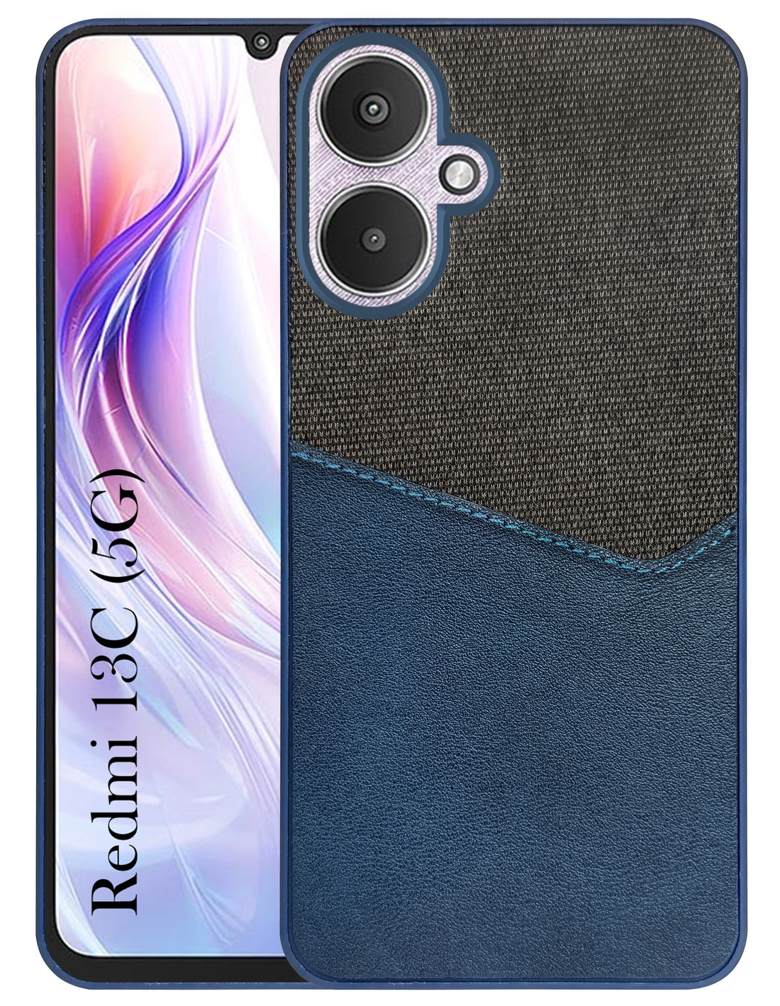 For Redmi 13C 5G Back Cover Case (Dual PU Leather Stitch | Professional Minimalist | Soft and Flexible)