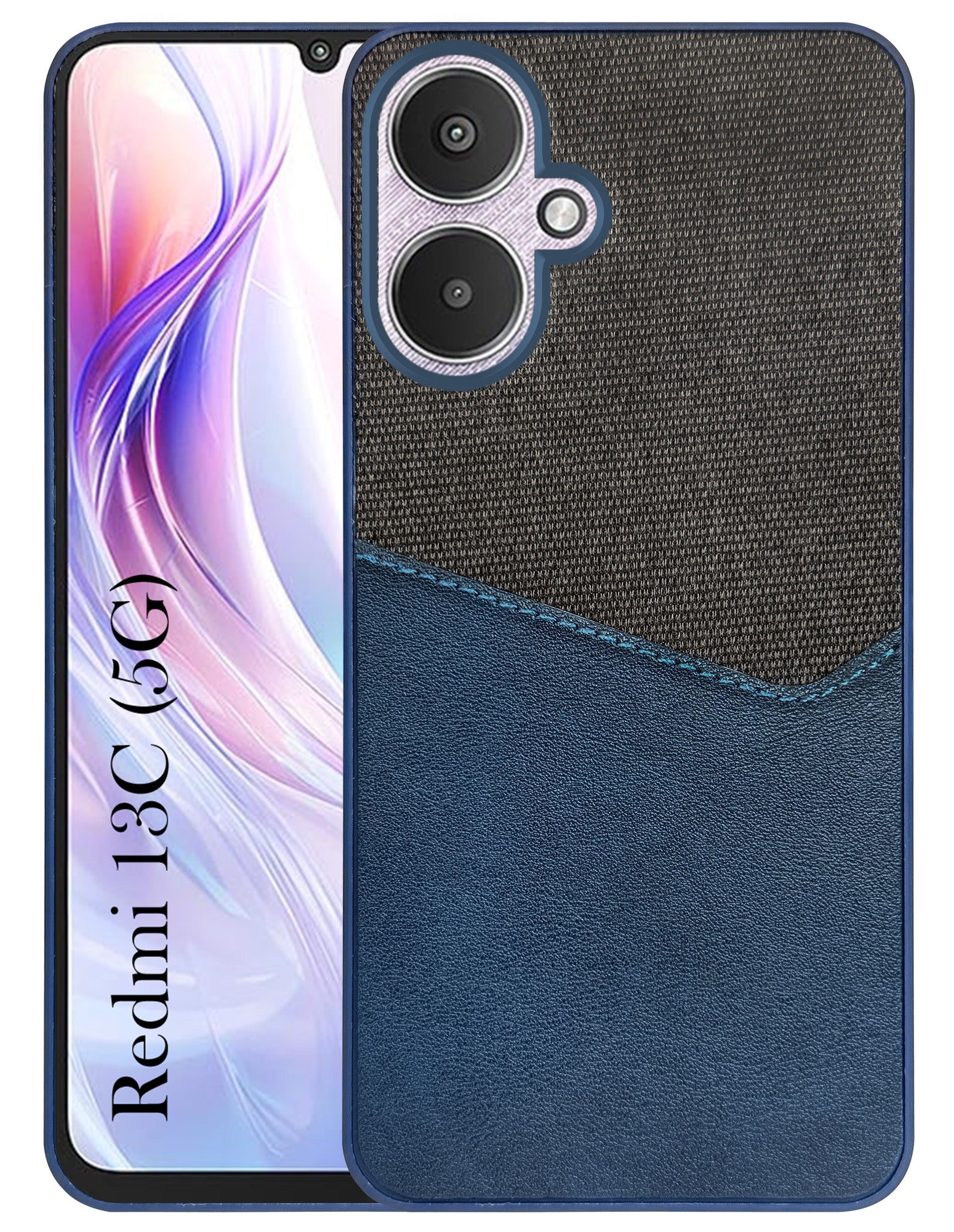 For Redmi 13C 5G Back Cover Case (Dual PU Leather Stitch | Professional Minimalist | Soft and Flexible)