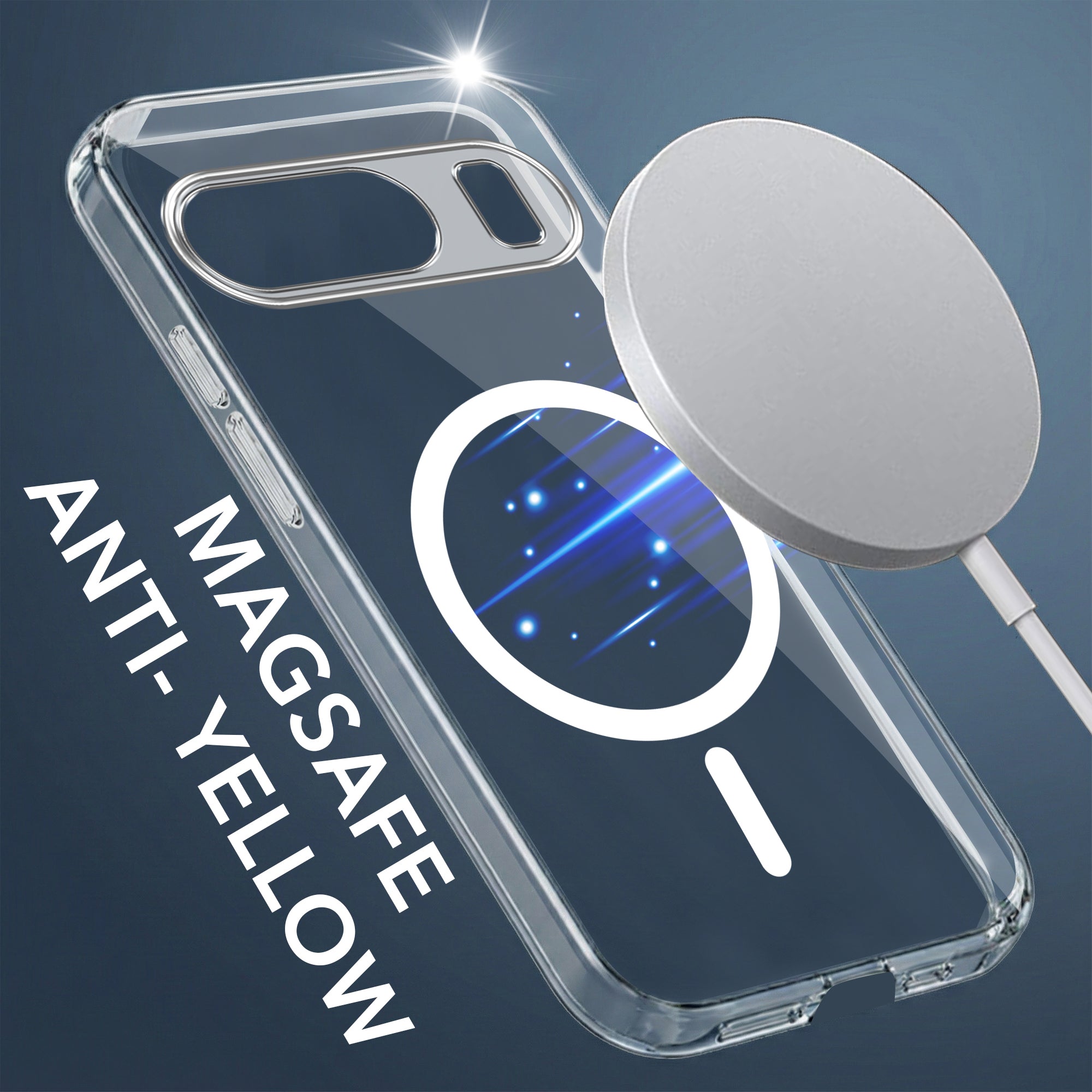 For Google Pixel 9 Back Cover Case Lifetime Anti-Yellow MagSafe Compatible Clear (Sleek Hard Crystal | Shockproof and Camera Protection)