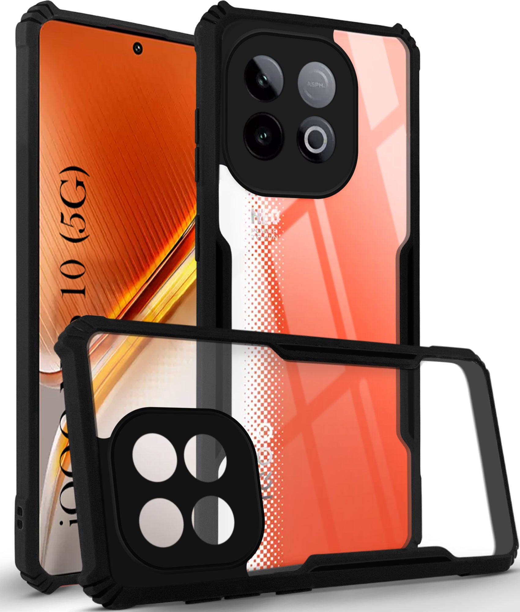 For Vivo iQOO Neo 10 Back Cover Case ( Shockproof with Polycarbonate Clear Panel | Professional Black)