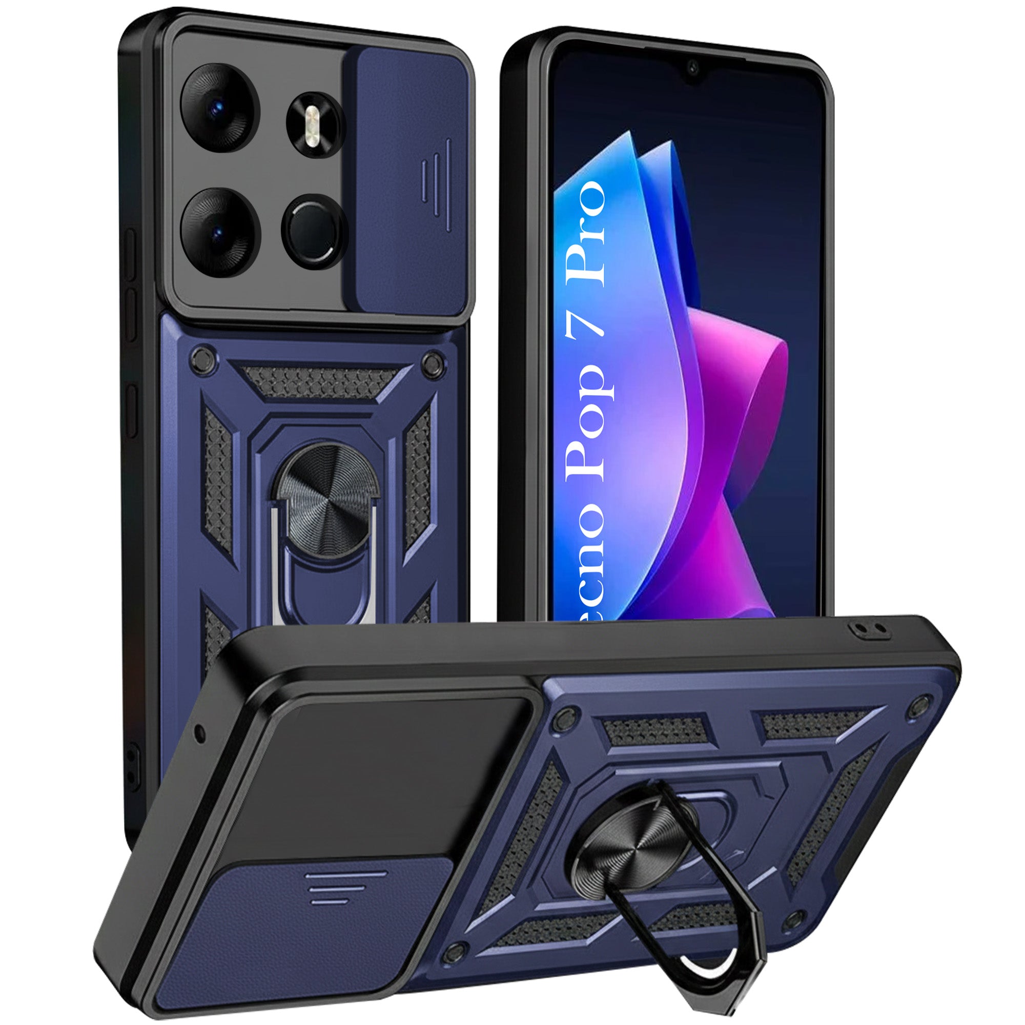 For Tecno Pop 7 Pro Back Cover Case (Hybrid Dual Armor Polycarbonate)