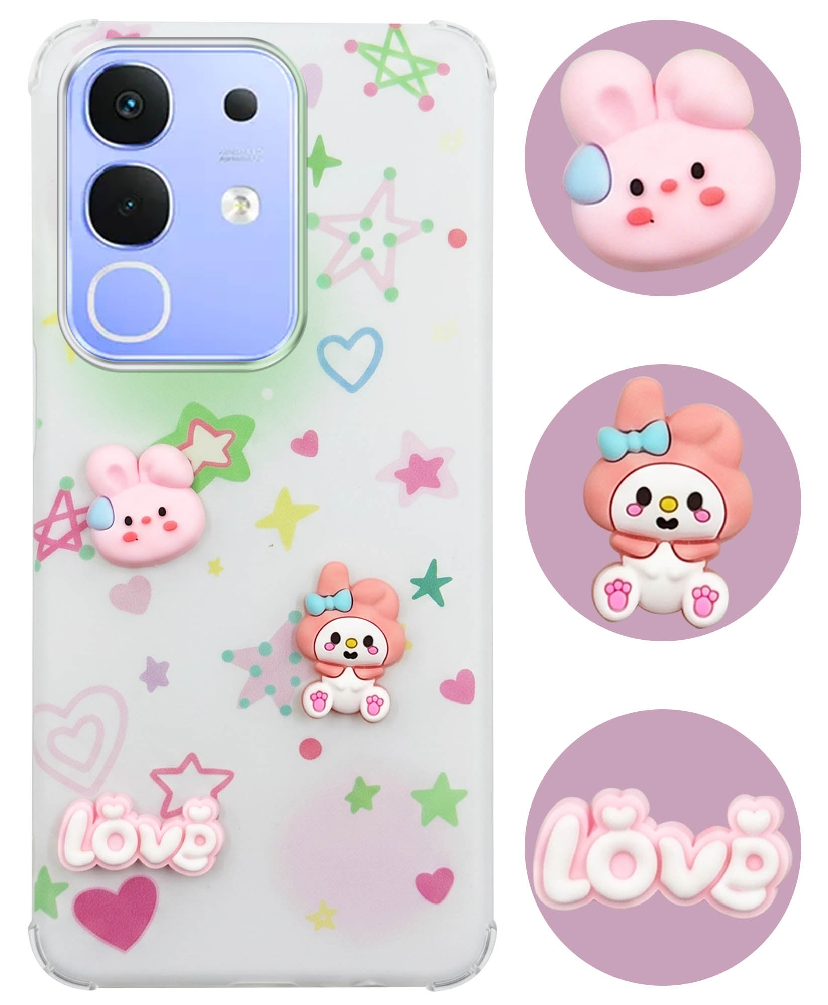 For Vivo iQOO Z10x Back Cover Case (3D Cute Cartoons | Hard Back Side Soft | Matte Premium Finish | HD Printing)