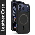 For Apple iPhone 17 Pro Max Back Cover Case Leather Finish (MagSafe Compatible Wireless Charging | Soft Touch | Camera Bump Protection)