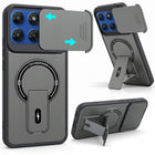 For Motorola Moto G67 Power | G57 Power Back Case Cover Metallic (Hybrid Armor Kickstand | Sliding Shutter Camera Protection | MagSafe Compatible)