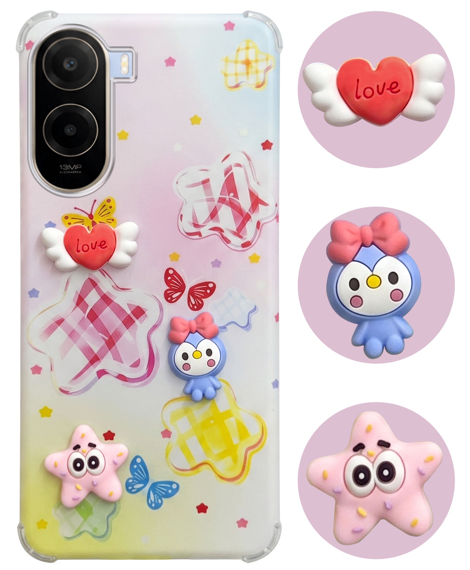 For Poco C81 5G Back Cover Case (3D Cute Cartoons | Hard Back Side Soft | Matte Premium Finish | HD Printing)