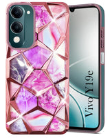 For Vivo Y19 | Vivo Y19e | Vivo T4 Lite Back Cover Case Girls (Dual Design Glitter Sparkle and Detachable Diamond Print Case | Soft and Flexible)