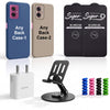 Complete Mobile Care Kit (Get Any 2 Cases+2 Tempered Glass+25W Charger Adapter+Metallic Mobile Stand+Cable Protector)