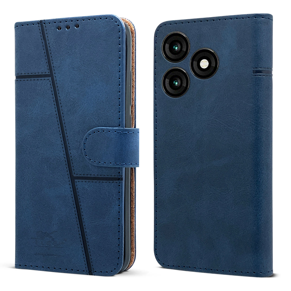 For Itel A70 Flip Cover Case (Stitched Leather with Magnetic Closure)