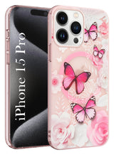 For Apple iPhone 15 Pro Back Cover Case (Cute Floral Design | Flower Print for Girls | MagSafe Compatible Wireless Charging)