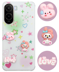 For Poco C85x 5G Back Cover Case (3D Cute Cartoons | Hard Back Side Soft | Matte Premium Finish | HD Printing)