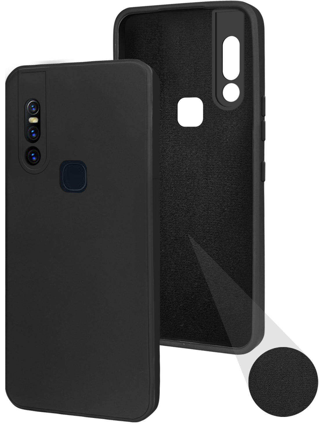For Vivo V15 Back Cover Case ( Matte Finish Silicone with Inside Fiber cloth)