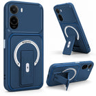 For Poco C85x 5G Back Case Cover Metallic (Hybrid Armor Kickstand | MagSafe Compatible | Camera Protection Shockproof)