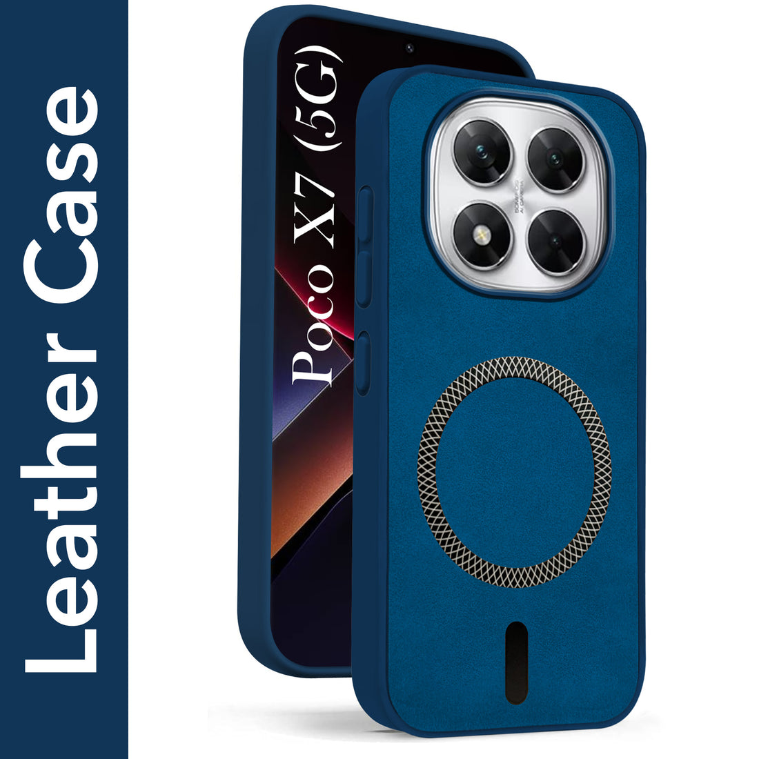 For Xiaomi Poco X7 Back Cover Case Leather Finish (MagSafe Compatible Wireless Charging | Soft Touch | Camera Bump Protection)