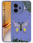 For Vivo iQOO Neo 10R Back Cover Case (Soft Butterfly Embroidery | Women Teen Girls | Camera Protection| Matte Silicone)