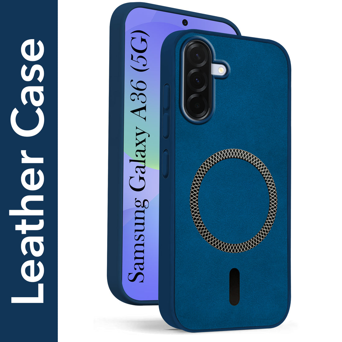 For Samsung Galaxy A36 5G Back Cover Case Leather Finish (MagSafe Compatible Wireless Charging | Soft Touch | Camera Bump Protection)