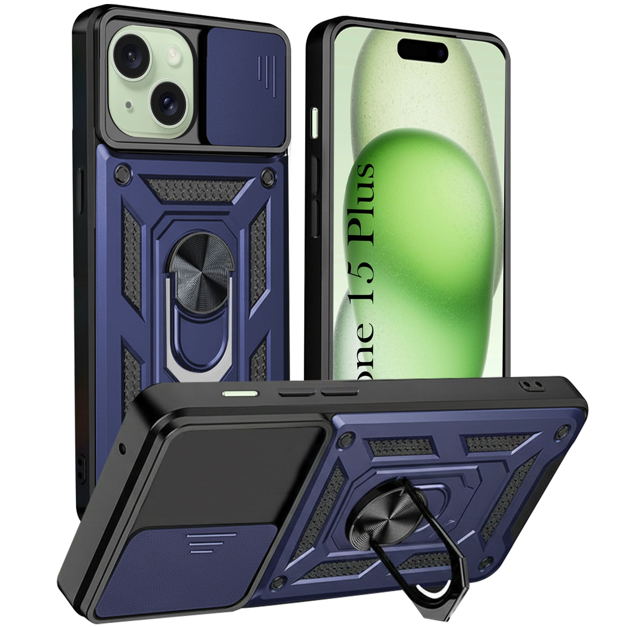 For iPhone 15 Plus Back Cover Case (Hybrid Armor Polycarbonate)