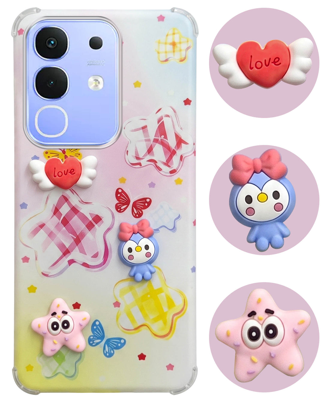 For Vivo iQOO Z10x Back Cover Case (3D Cute Cartoons | Hard Back Side Soft | Matte Premium Finish | HD Printing)