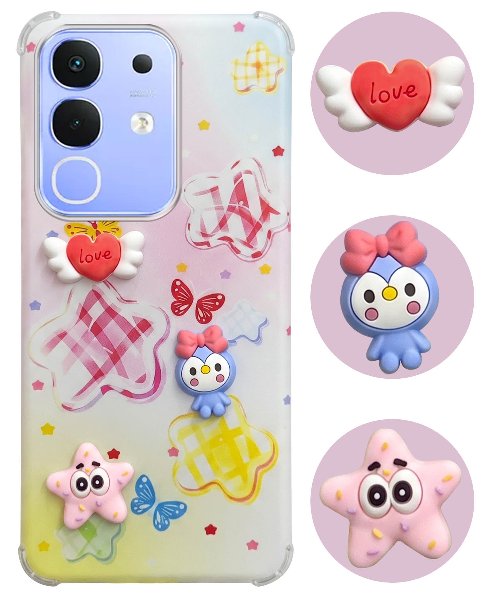 For Vivo iQOO Z10x Back Cover Case (3D Cute Cartoons | Hard Back Side Soft | Matte Premium Finish | HD Printing)