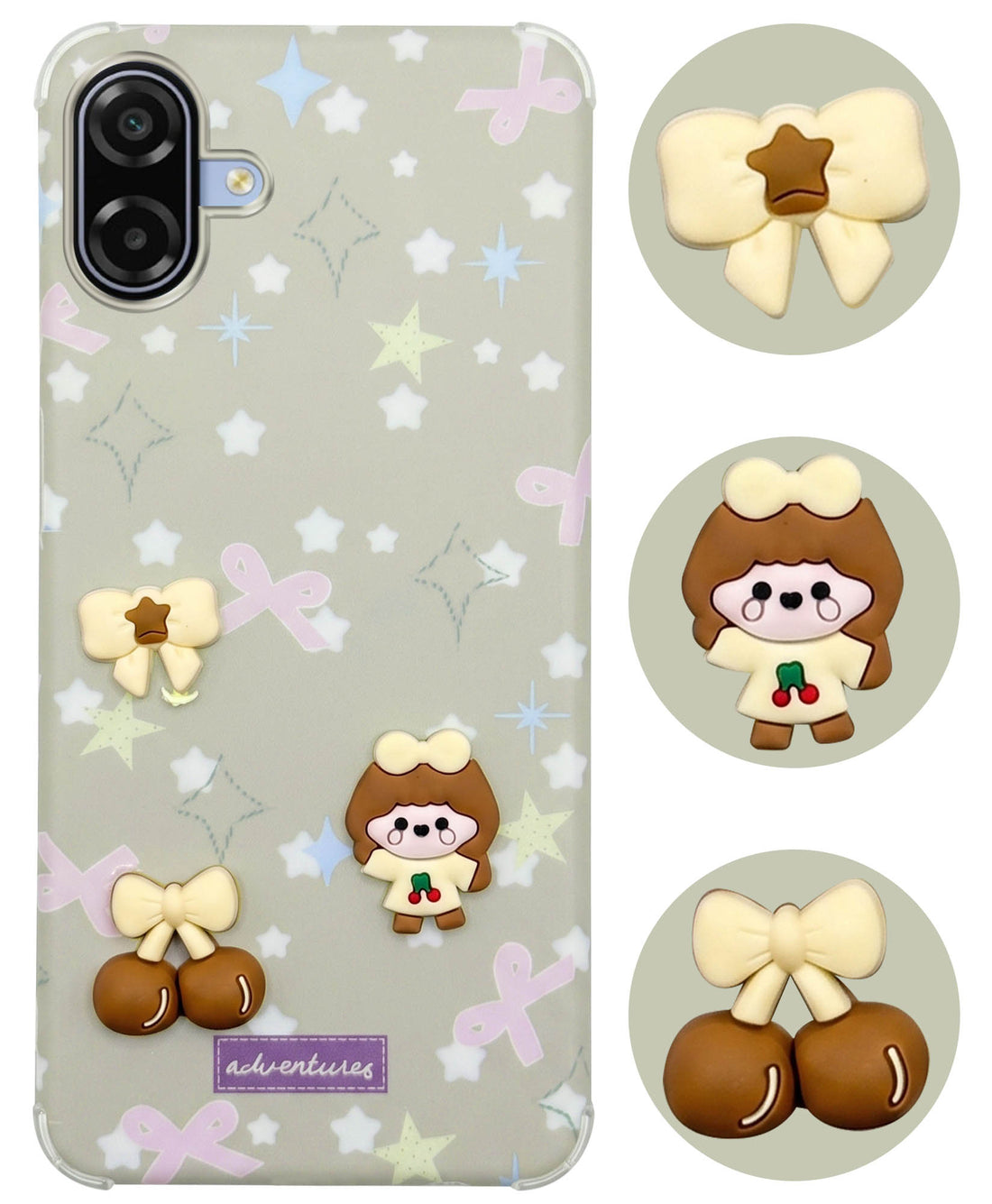 For Samsung Galaxy M17e Back Cover Case (3D Cute Cartoons | Hard Back Side Soft | Matte Premium Finish | HD Printing)