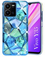 For Vivo Y35 Back Cover Case (Dual Design Glitter Sparkle and Detachable Diamond Print Case | Soft and Flexible)