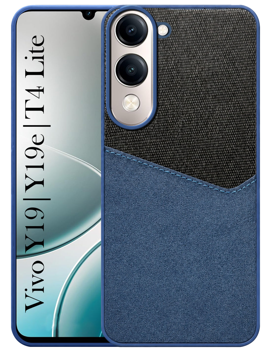 For Vivo Y19 | Vivo Y19e | Vivo T4 Lite Back Cover Case (Dual PU Leather Stitch | Professional Minimalist | Soft and Flexible)