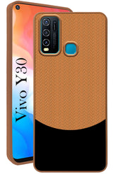 For Vivo Y30 Back Cover Case (Elegant PU Leather Finish | Premium Minimalist Professional | Camera Protection Bump)