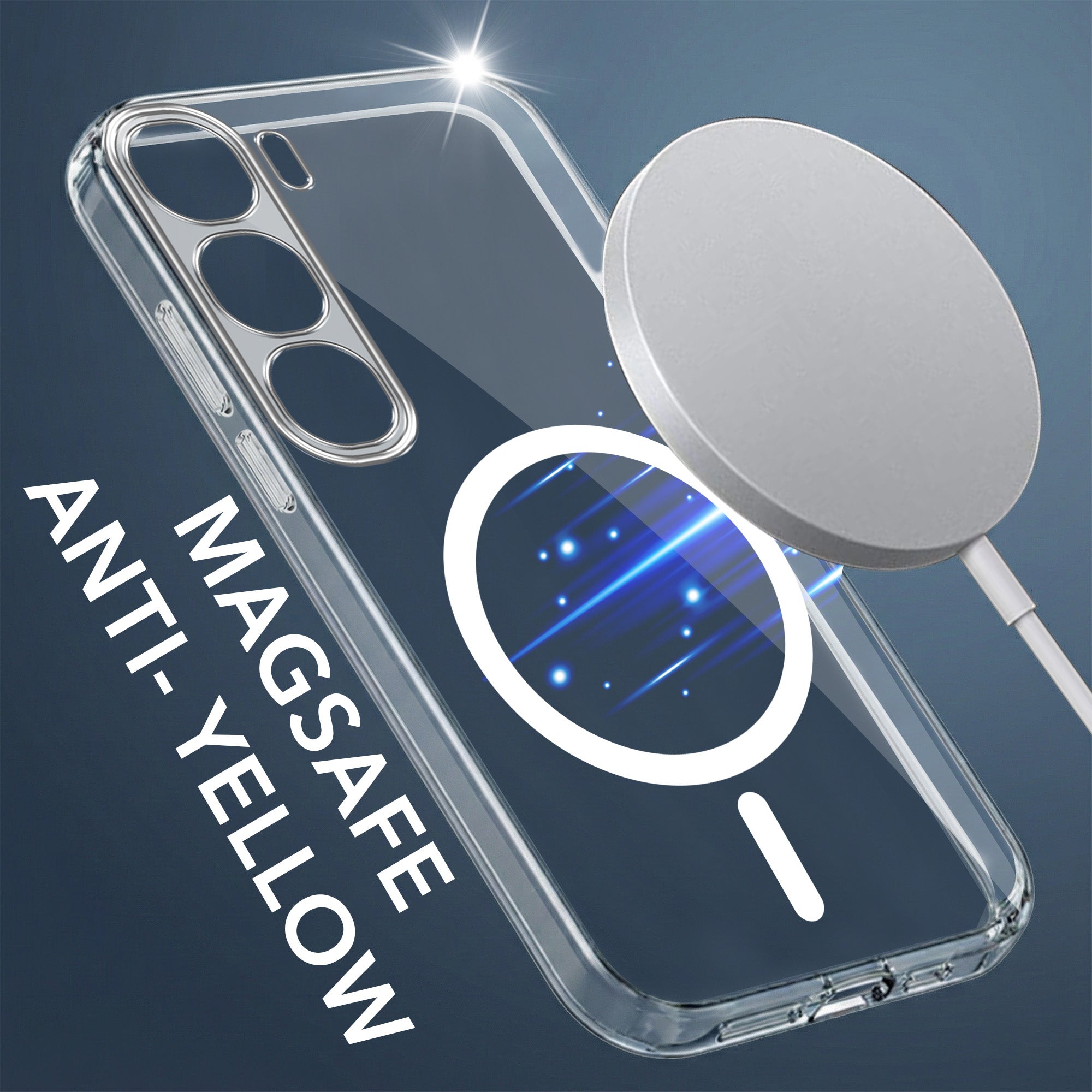 For Vivo Y300 Back Cover Case Lifetime Anti-Yellow MagSafe Compatible Clear (Sleek Hard Crystal | Shockproof and Camera Protection)