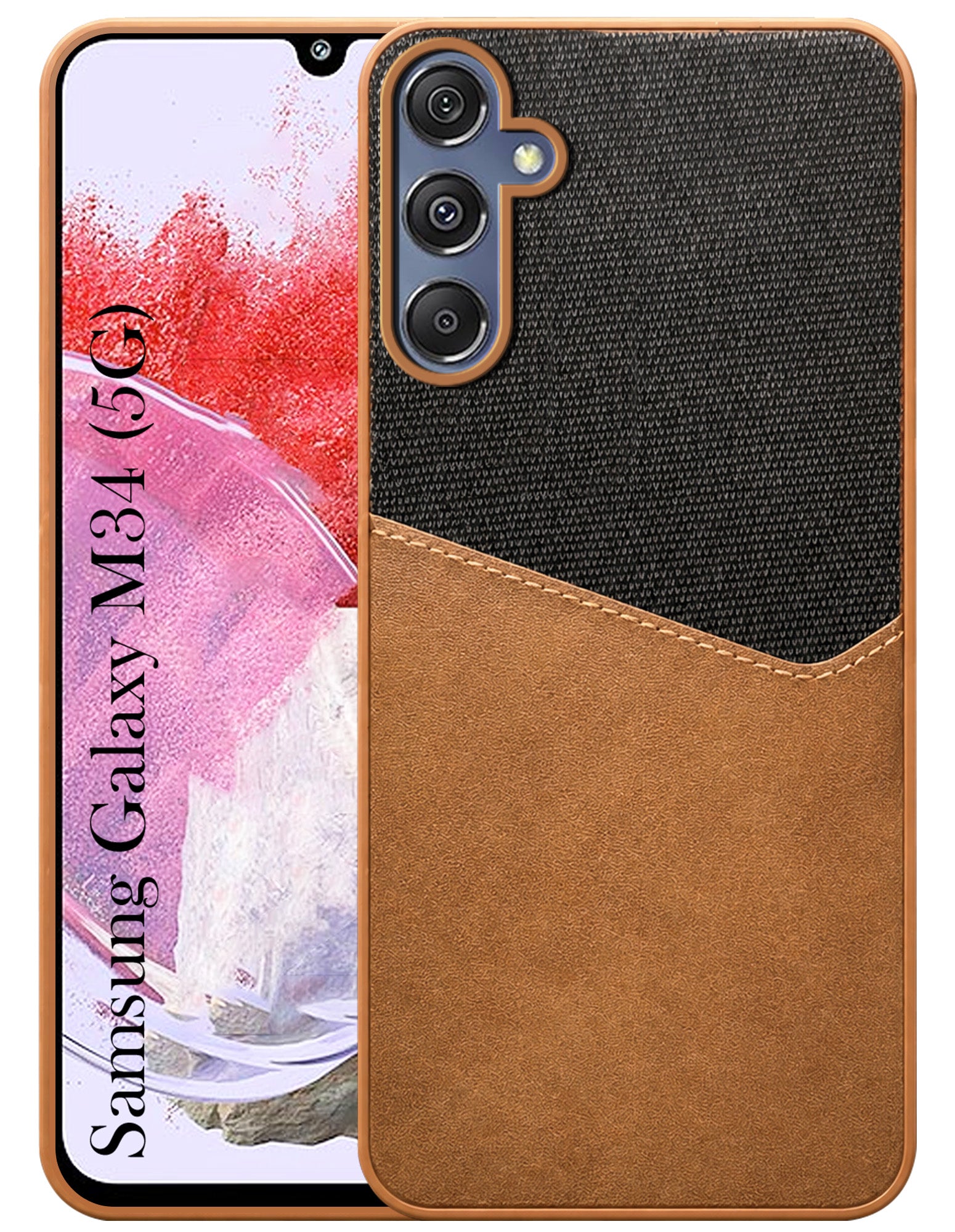 For Samsung Galaxy M34 5G Back Cover Case (Dual PU Leather Stitch | Professional Minimalist | Soft and Flexible)