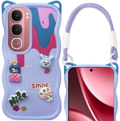 For Vivo Y31 5G Back Case Cover Strap (3D embossed Figures | Strap Holder | 360* Soft Cushion with Camera Bump)