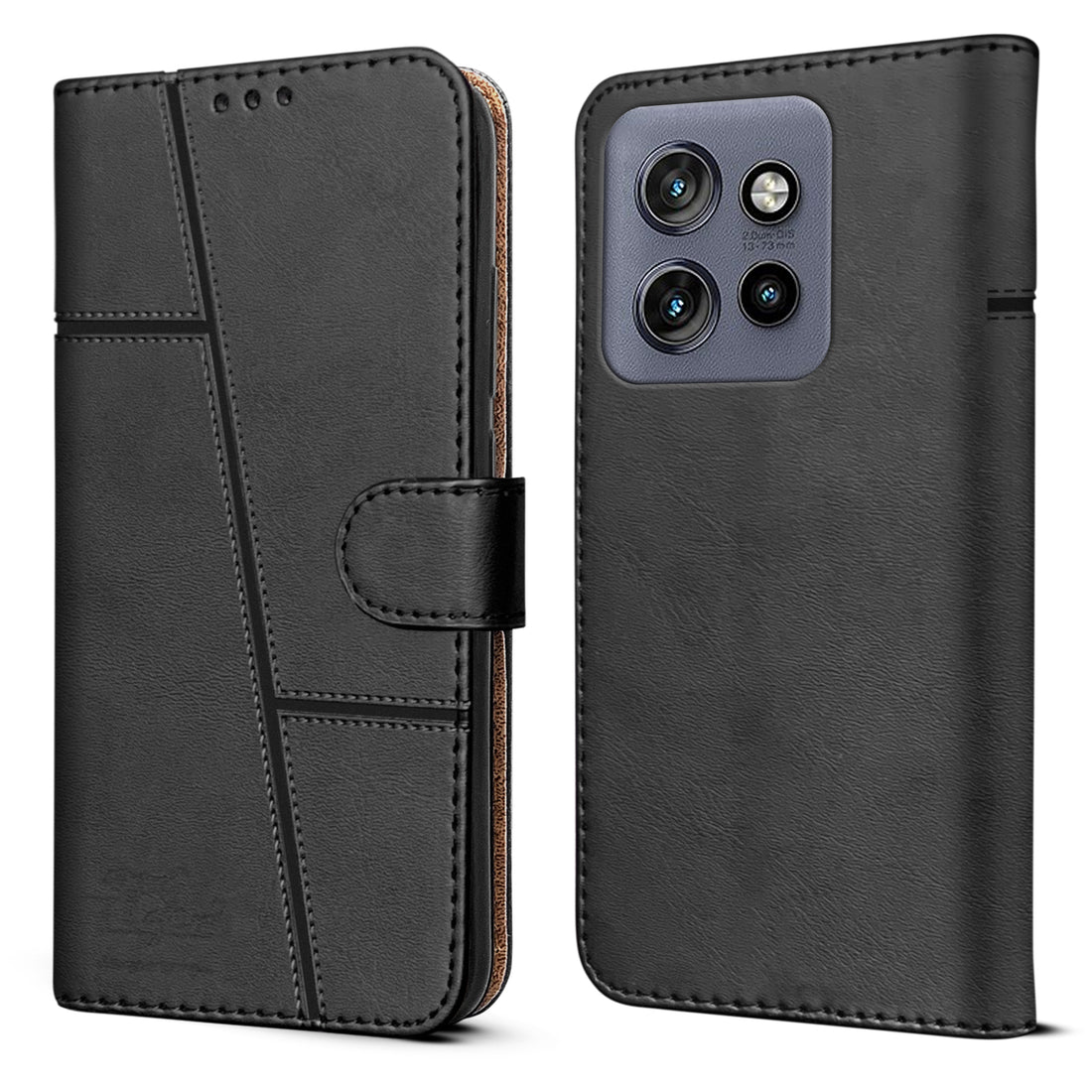 For Motorola Moto Edge 50 Neo Flip Cover Case ( Stitched Leather with Magnetic Closure)