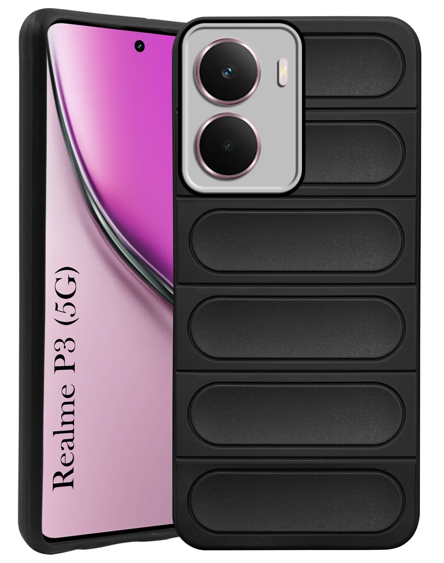 For Realme P3 Back Case Cover (Matte Liquid Silicone| Professional Wave Design | Camera Protection Ring | Shockproof Anti Slip Grip)
