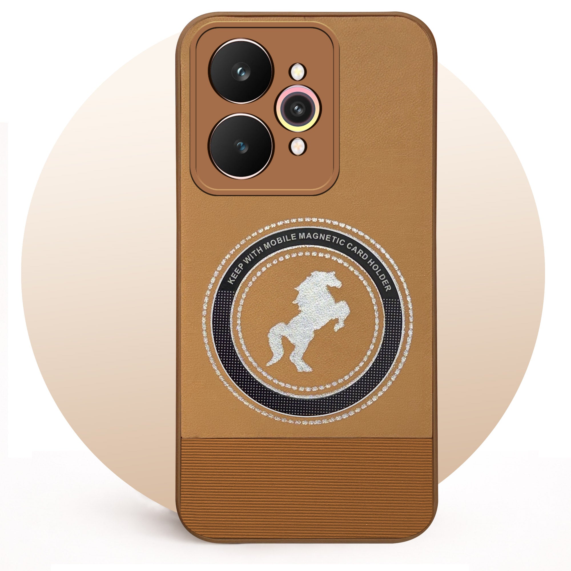 For Realme 15 Pro Back Cover Case PU Leather Finish (Professional Minimalist Texture | MagSafe Compatile | Camera Protection | Sleek Sober Formal)