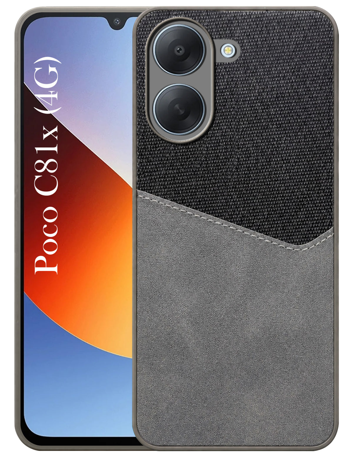 For Poco C81x Back Cover Case (Dual PU Leather Stitch | Professional Minimalist | Soft and Flexible)