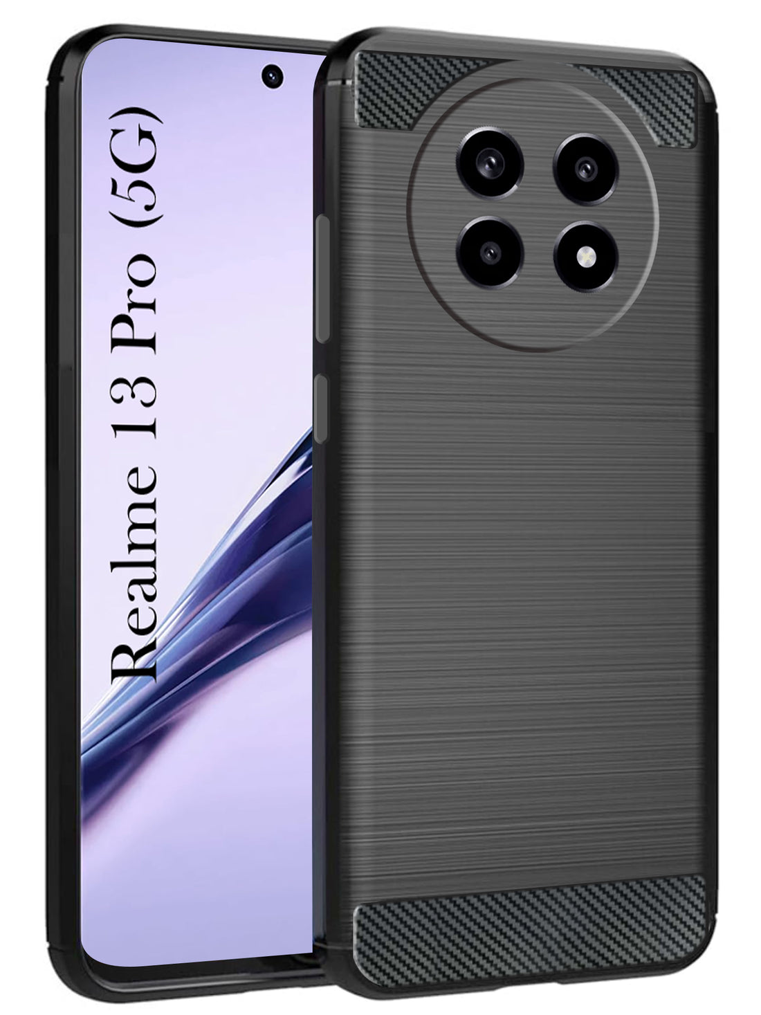 For Realme 13 Pro | Realme 13 Pro Plus 5G Back Cover Case ( Hybrid Armor Case | Carbon Fiber Shockproof | Soft and Flexible | Black )