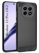 For Realme 13 Pro | Realme 13 Pro Plus 5G Back Cover Case ( Hybrid Armor Case | Carbon Fiber Shockproof | Soft and Flexible | Black )