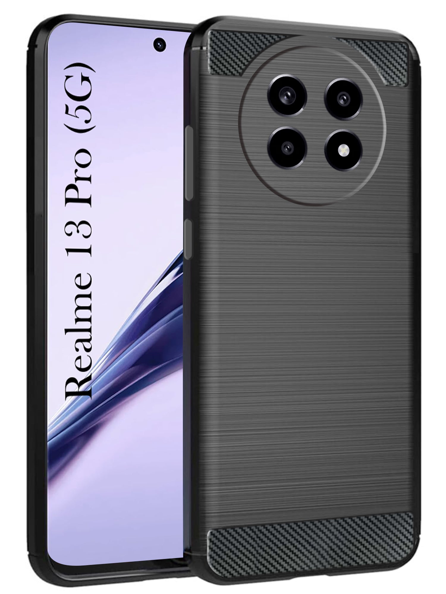For Realme 13 Pro | Realme 13 Pro Plus 5G Back Cover Case ( Hybrid Armor Case | Carbon Fiber Shockproof | Soft and Flexible | Black )