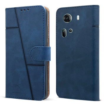For Oppo Reno11 5G Flip Cover Case (Stitched Leather with Magnetic Closure)